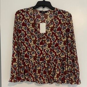 Madewell Floral Long Sleeve Top NEW XS